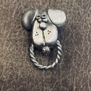 Vintage Dog Lapel Pin With Hanger Pull - Pewter